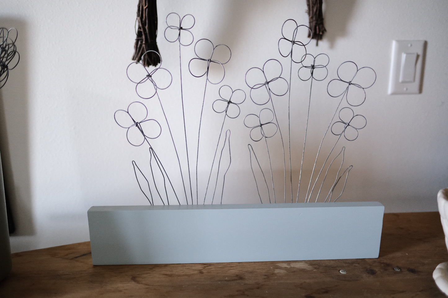 Powder Blue Trim with Dainty Flowers