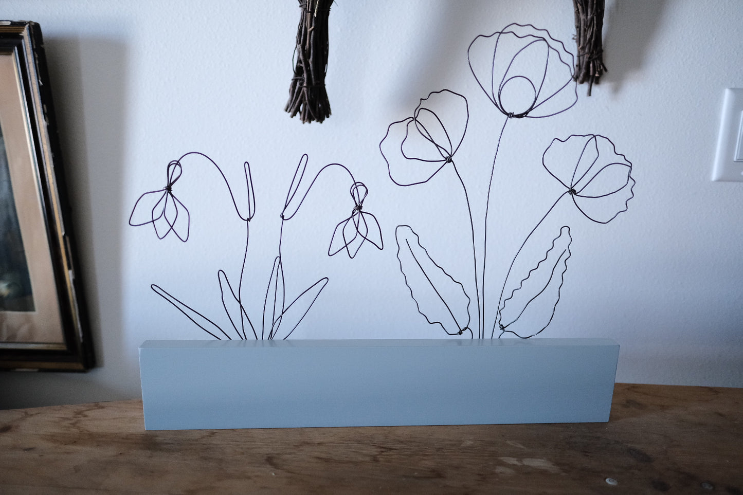 Powder Blue Trim with Snowdrops + Poppies